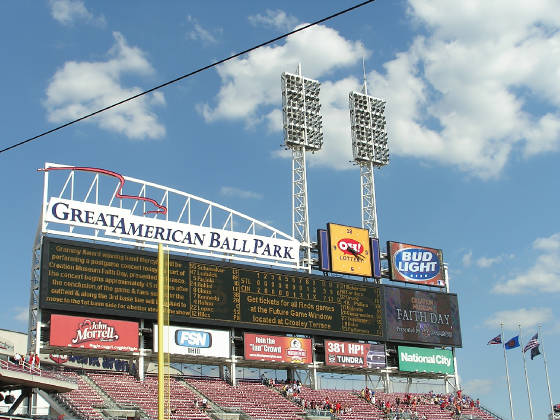 Cincinnati's scoreboard high atop RF