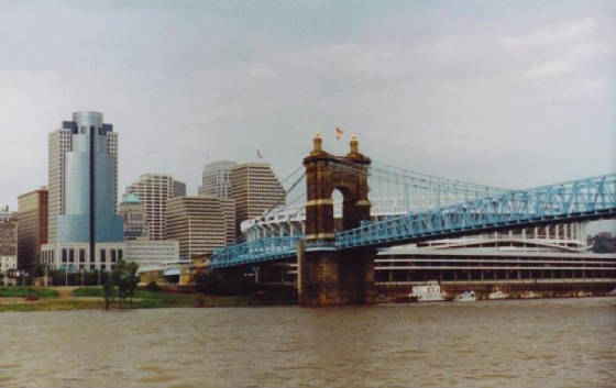 Riverfront with the Roebling Bridge in the foregro